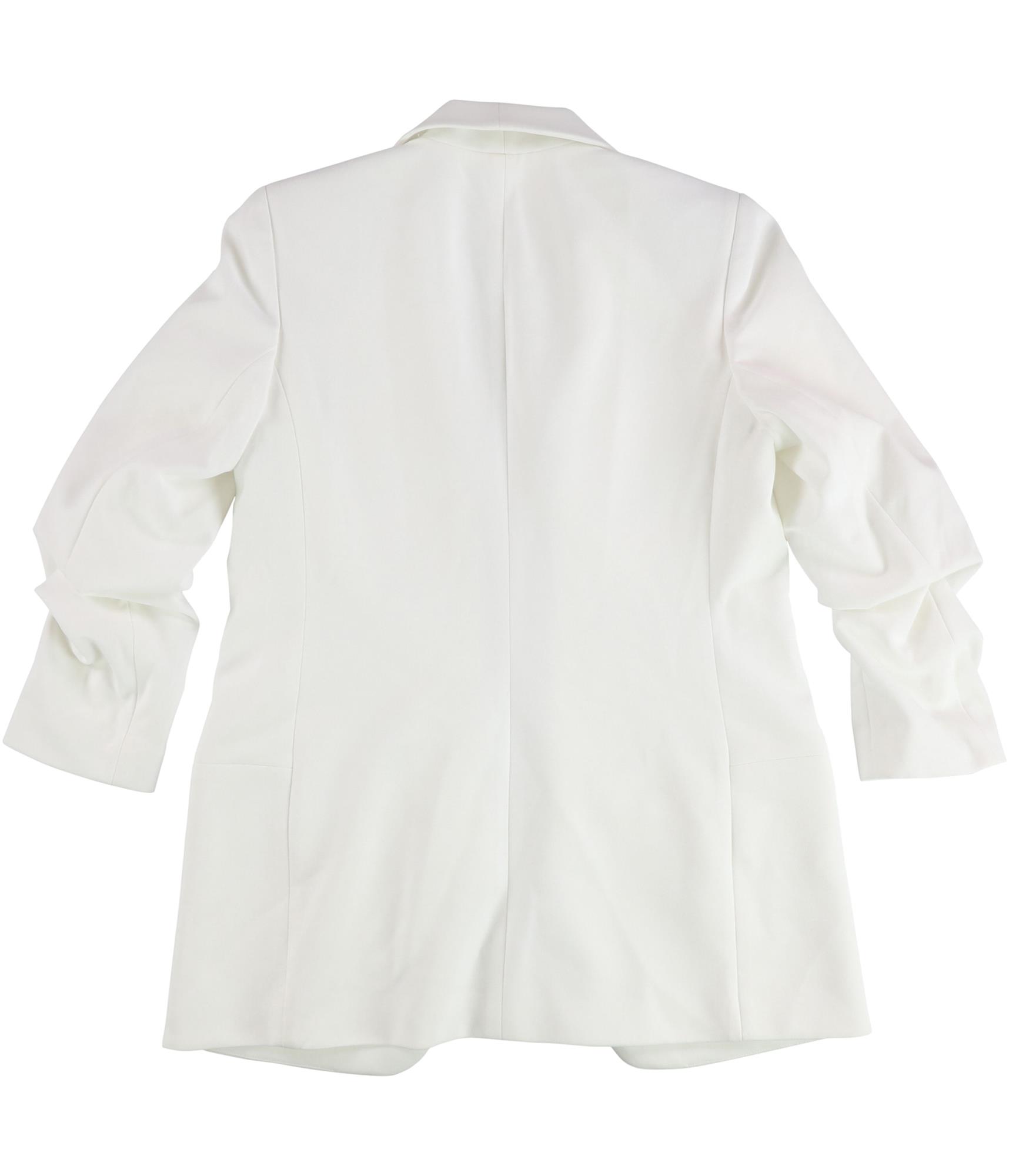 bar III Womens Ruched Boyfriend Blazer Jacket, White, Small