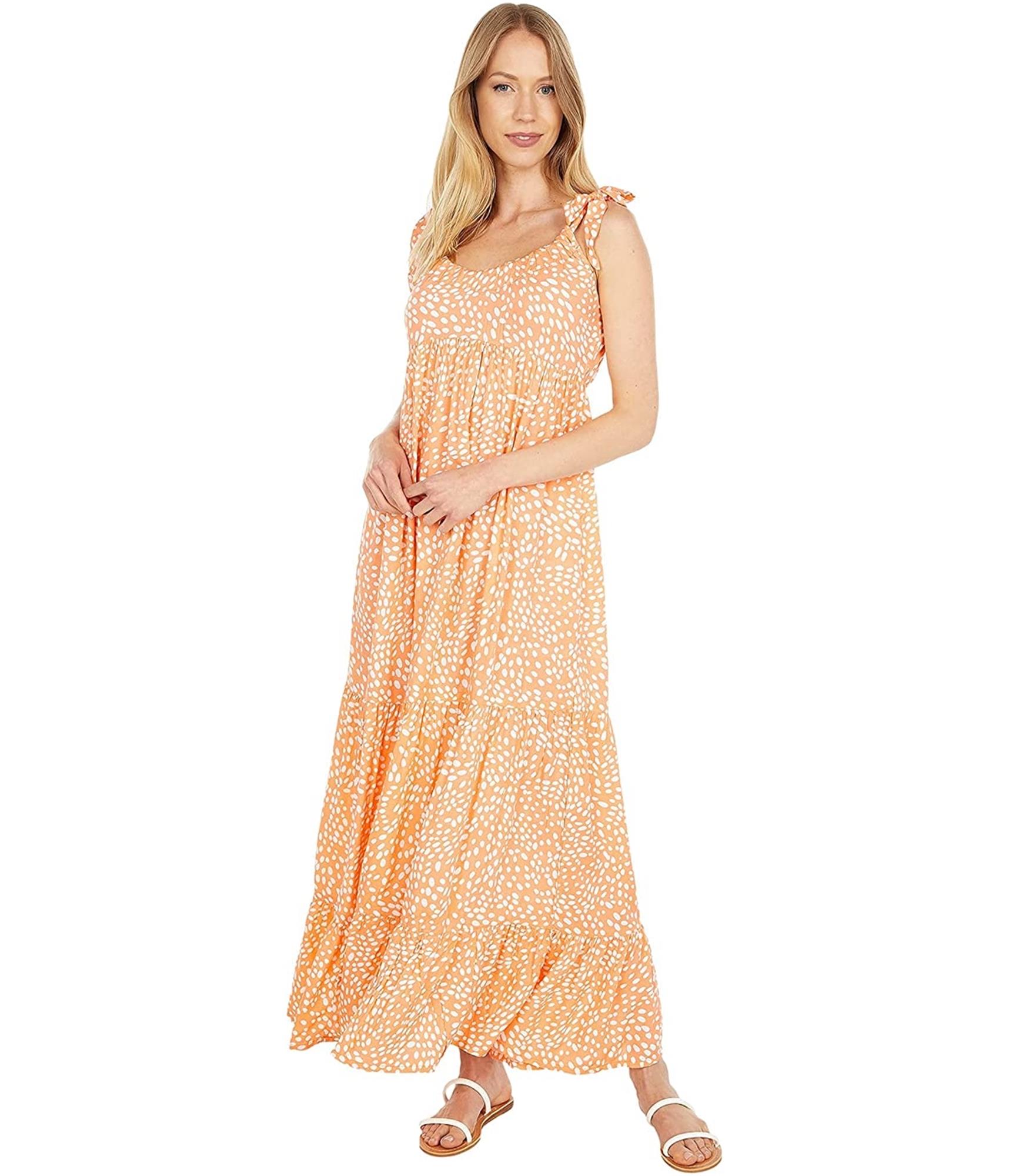 Hurley Womens Tiered Maxi Dress, Orange, Small