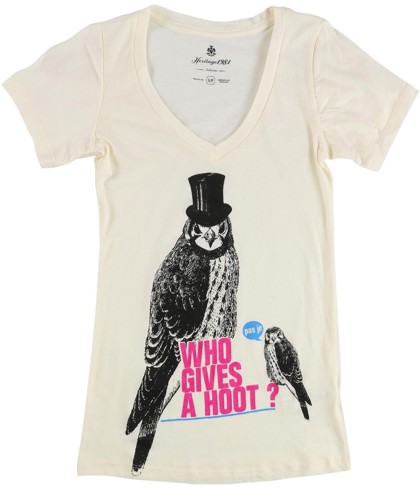 Heritage 1981 Womens Who Gives A Hoot Graphic T-Shirt, Off-White, Small